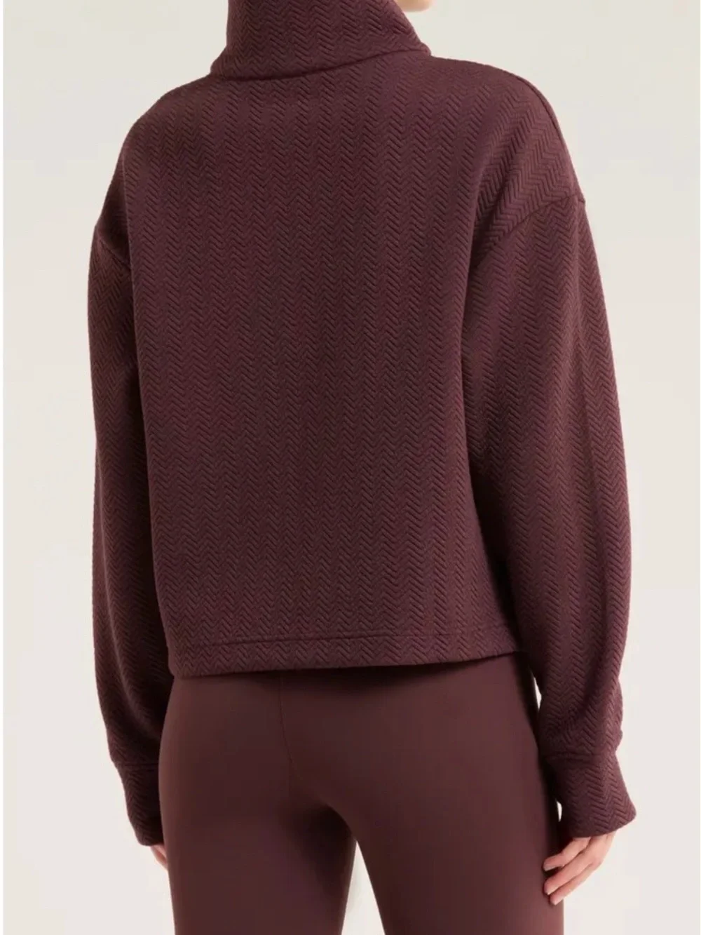 Zella Burgundy Chevron Quarter-Zip Sweatshirt & Matching Leggings (Set) M